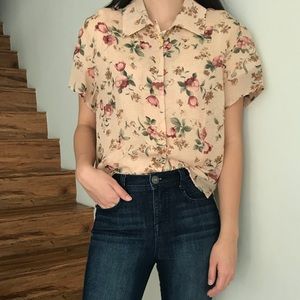 Vintage floral sheer blouse